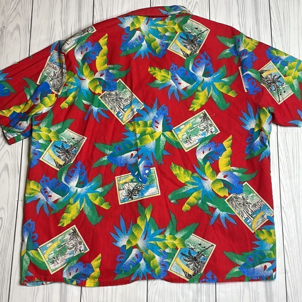 70s Vintage Surfboards of California by JMS red aloha Hawaiian shirt XL - Picture 6 of 6